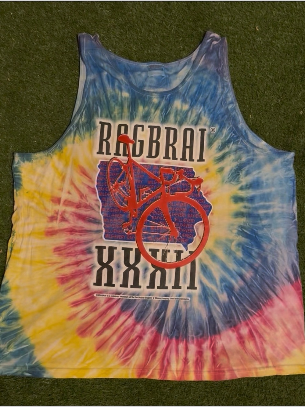 Tie-DyeRAGBRAI Tank Top with Bicycle Graphic - Multicolor